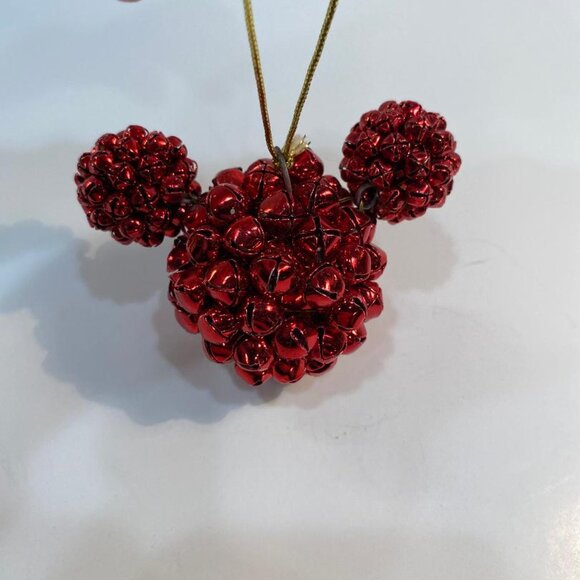 Disney Mickey Mouse Head and Ears Christmas Tree Ornament ~ Red Jingle Bells - Picture 4 of 4